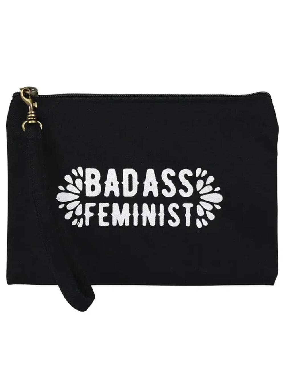 Malia Designs Cambodia "Badass Feminist" Wristlet Pouch Fair Trade Zip NWT!